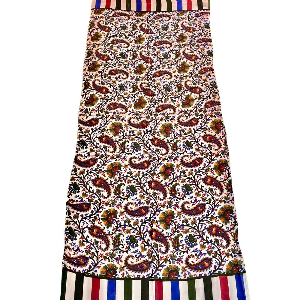 NEW Colorful Uzbek Painted Silk Scarf Shawl (Red/Blue/Green/White/Black)